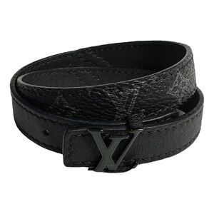 Louis Vuitton Slim Monogram Double Wrapped Bracelet + Signature LV Logo in Black